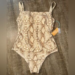 Kona Sol NWT Snake Print One Piece Swimsuit - Brown and Tan